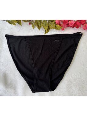 PINK VICTORIA'S SECRET XL BLACK STRING BIKINI PANTIES COTTON BLEND NWT
